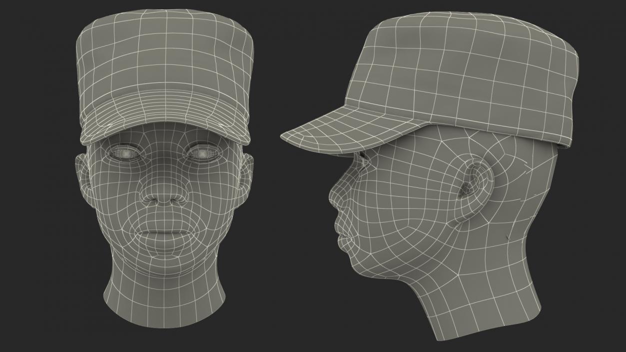 3D model African American Female Soldier Head Fur