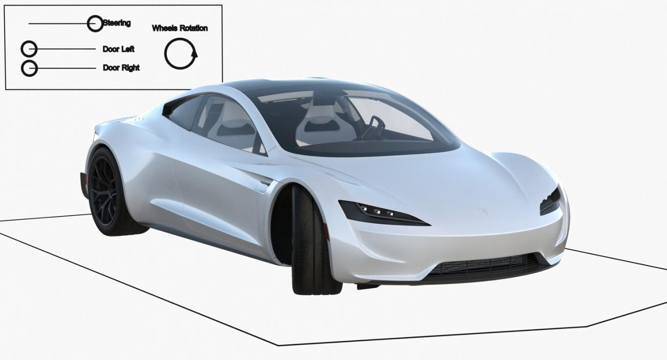 3D Tesla Roadster Rigged