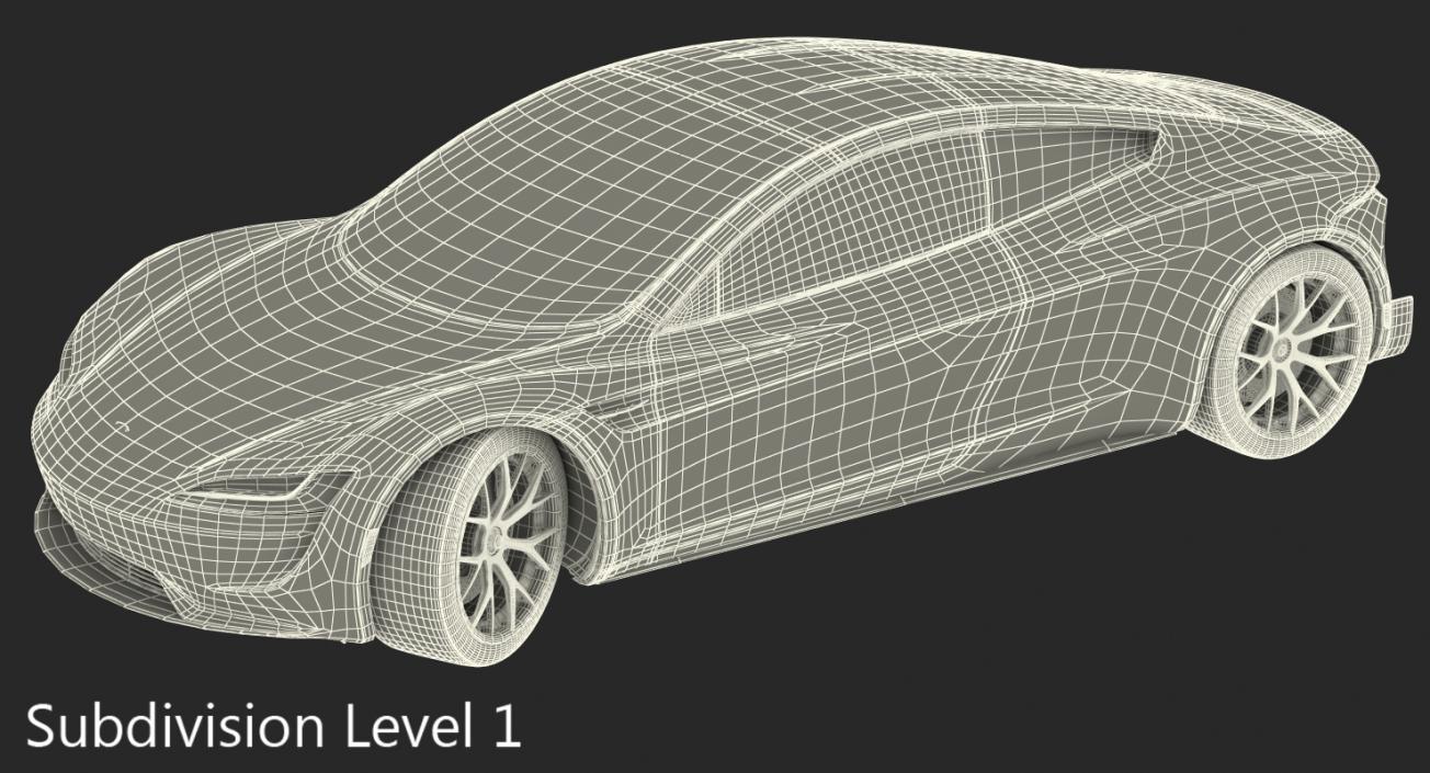 3D Tesla Roadster Rigged