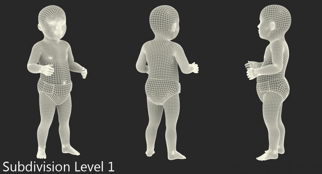 3D Asian Baby Boy Standing model