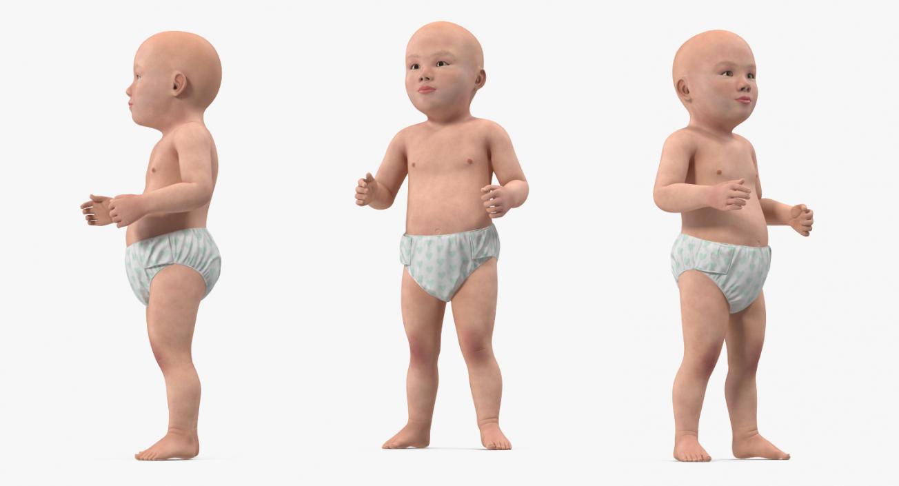 3D Asian Baby Boy Standing model