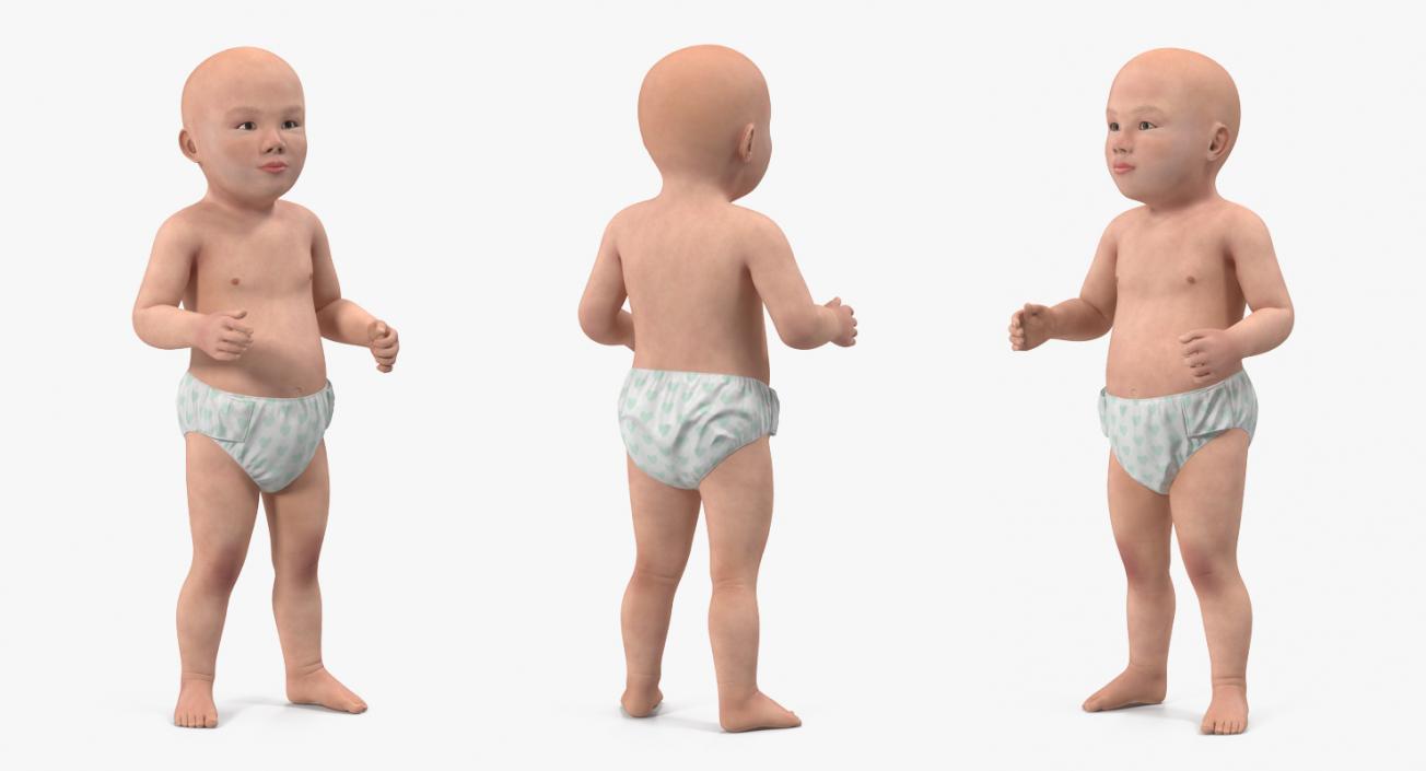 3D Asian Baby Boy Standing model