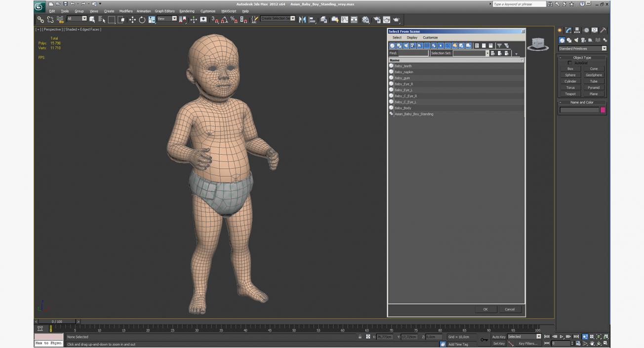 3D Asian Baby Boy Standing model