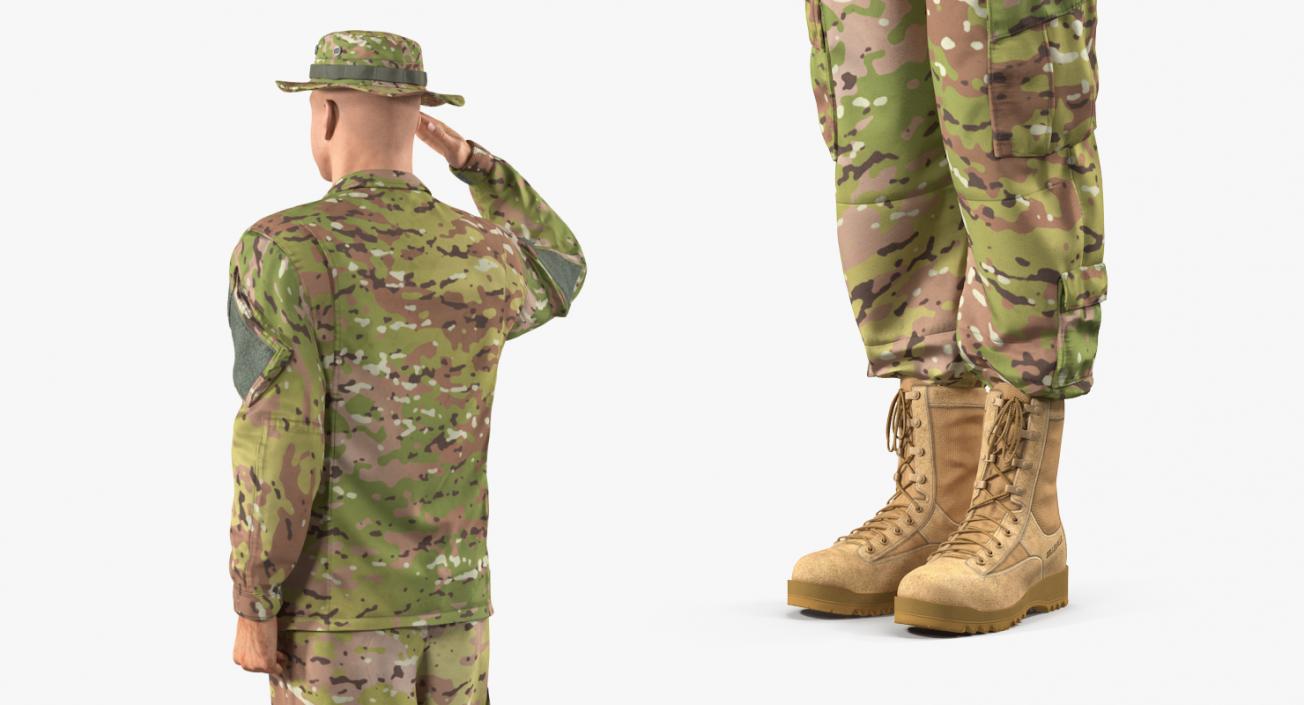 US Army Soldier Camo Saluting 3D model