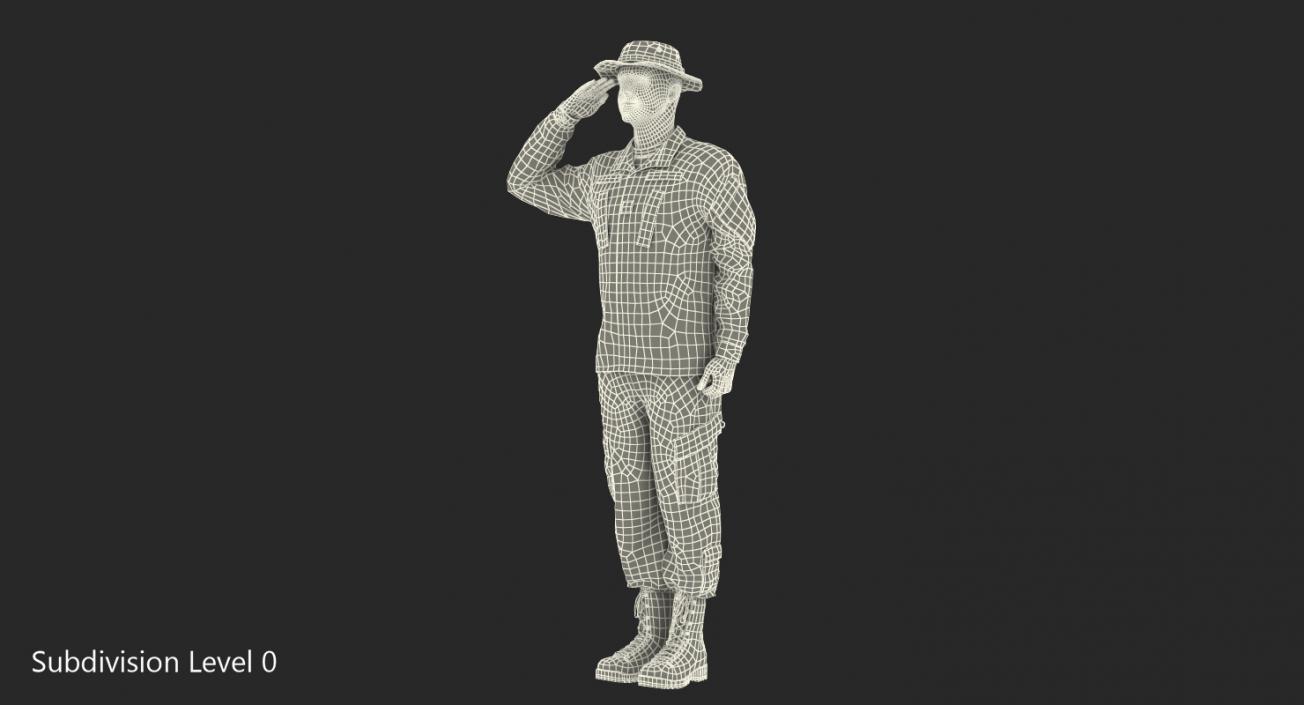 US Army Soldier Camo Saluting 3D model