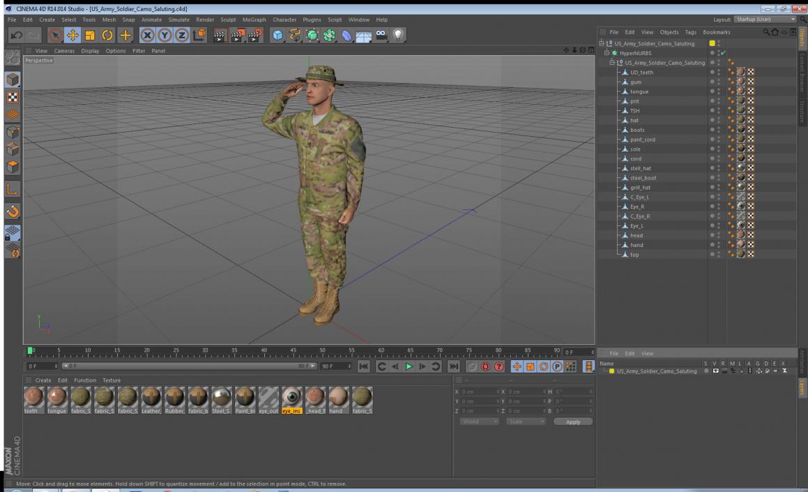 US Army Soldier Camo Saluting 3D model