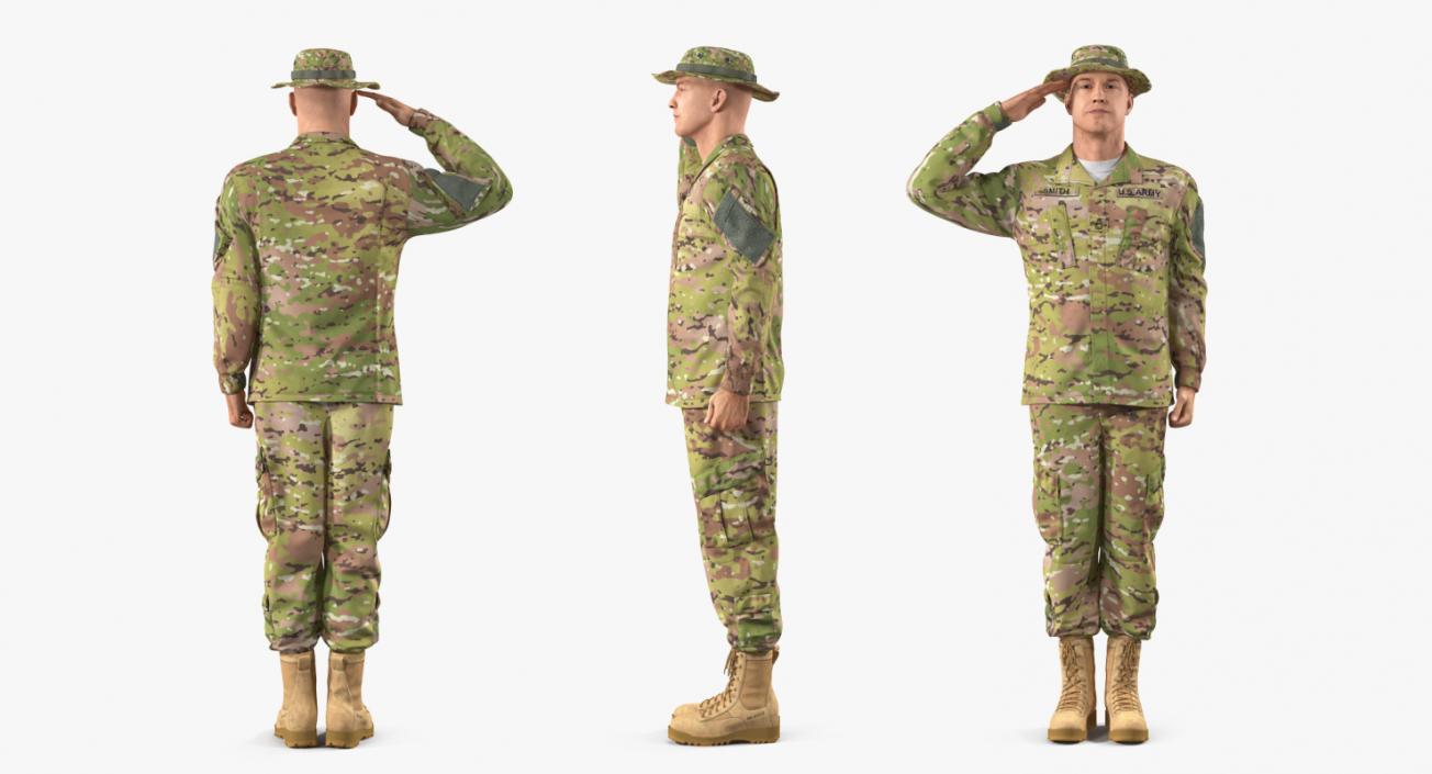 US Army Soldier Camo Saluting 3D model