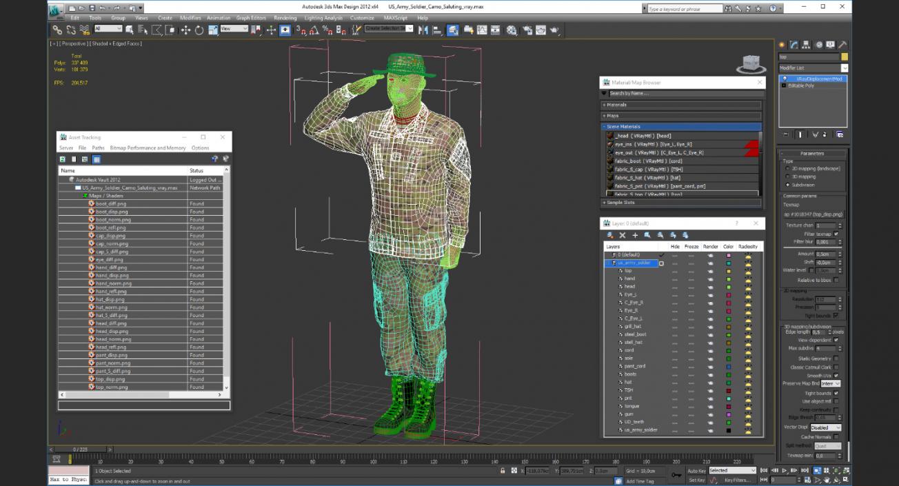 US Army Soldier Camo Saluting 3D model