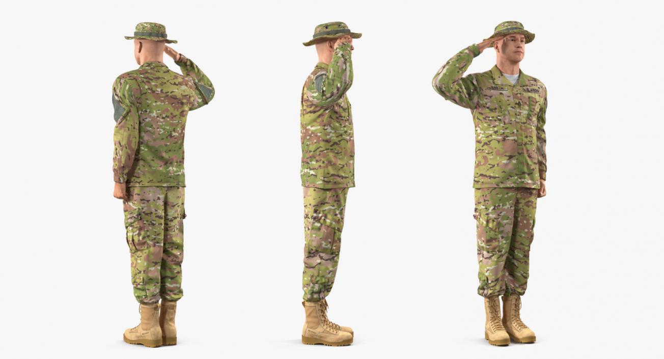 US Army Soldier Camo Saluting 3D model