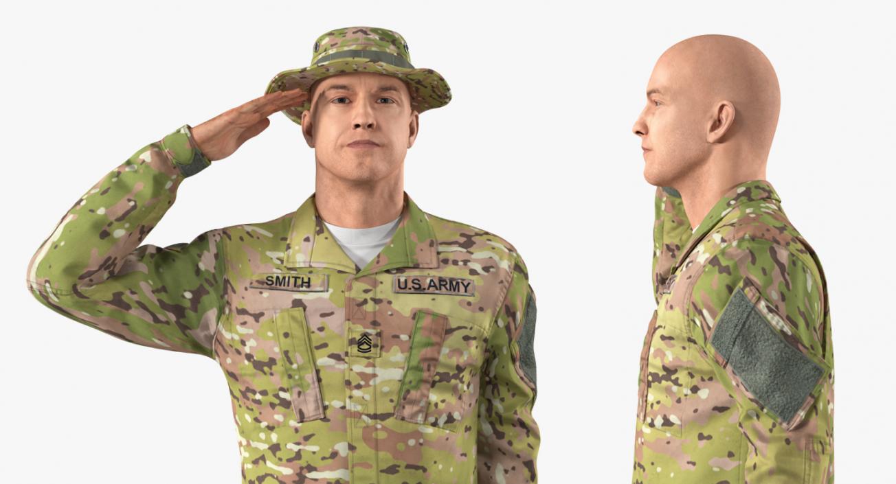 US Army Soldier Camo Saluting 3D model