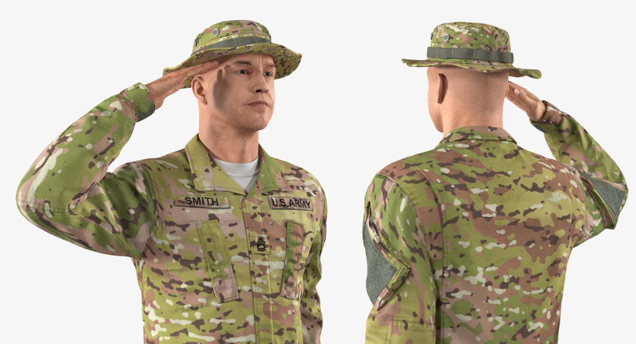 US Army Soldier Camo Saluting 3D model