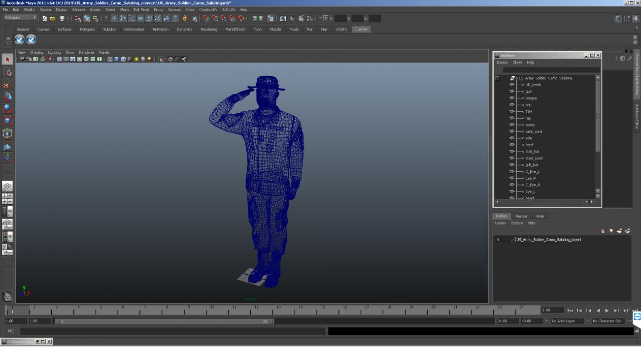 US Army Soldier Camo Saluting 3D model