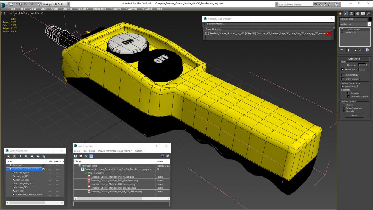 Compact Pendant Control Station On-Off Two-Button 3D model