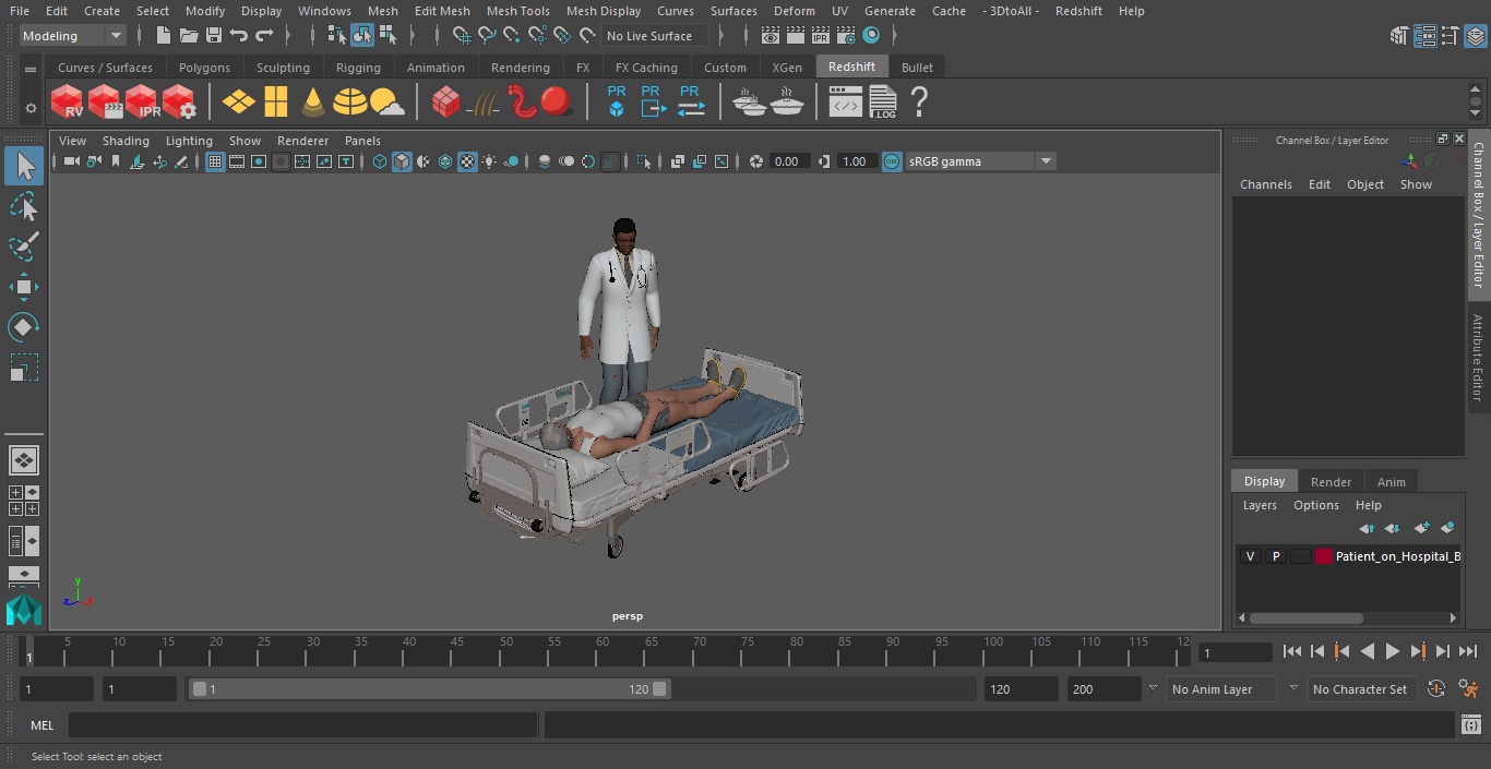 Patient on Hospital Bed And Doctor 3D model