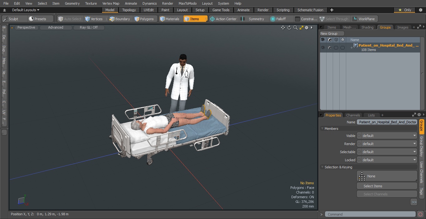 Patient on Hospital Bed And Doctor 3D model