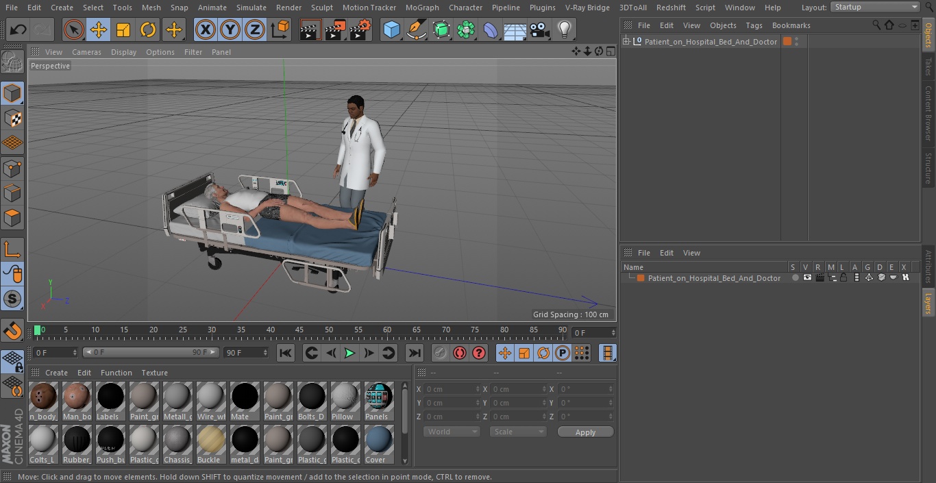 Patient on Hospital Bed And Doctor 3D model