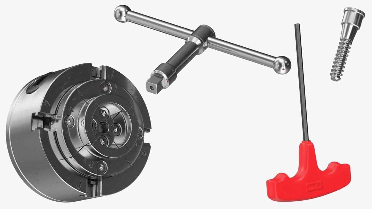 Self Centering Four Jaw Lathe Chuck Set 3D model