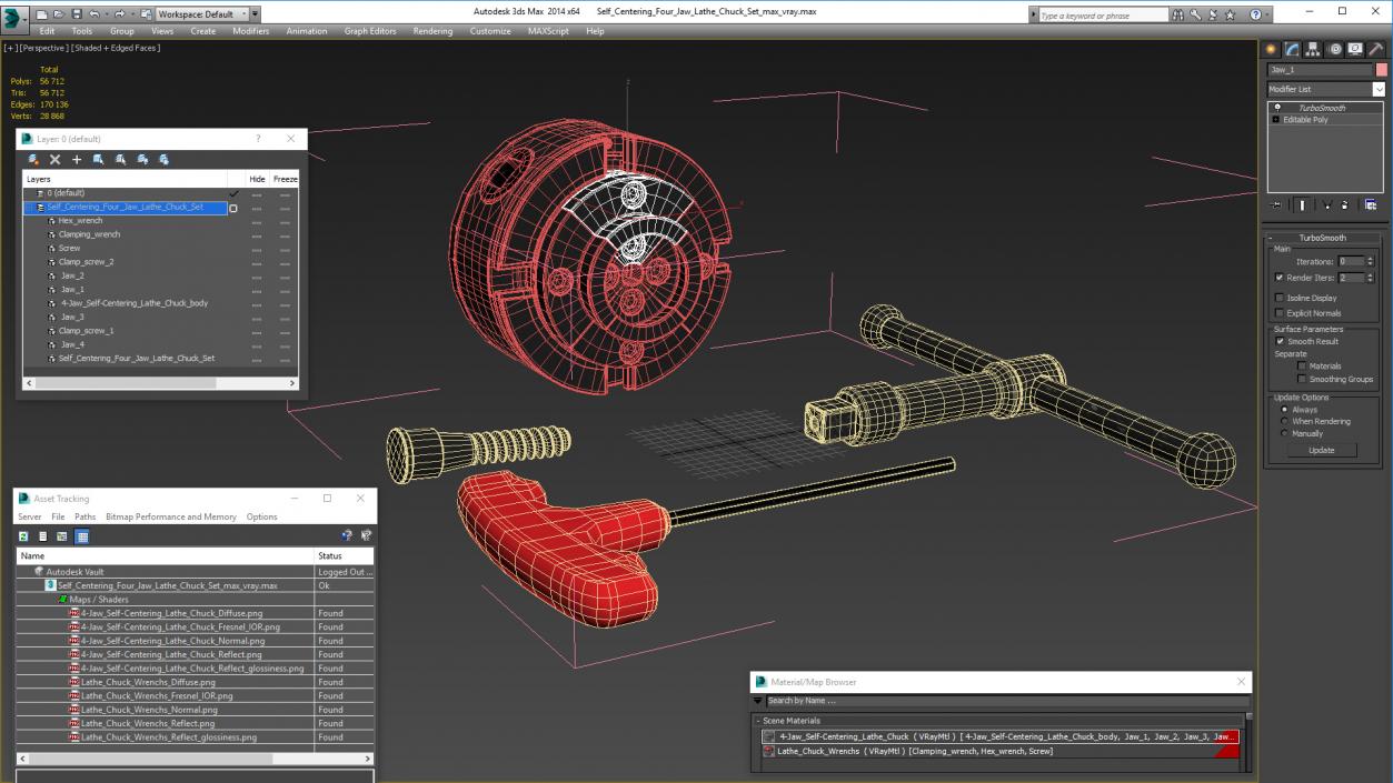 Self Centering Four Jaw Lathe Chuck Set 3D model