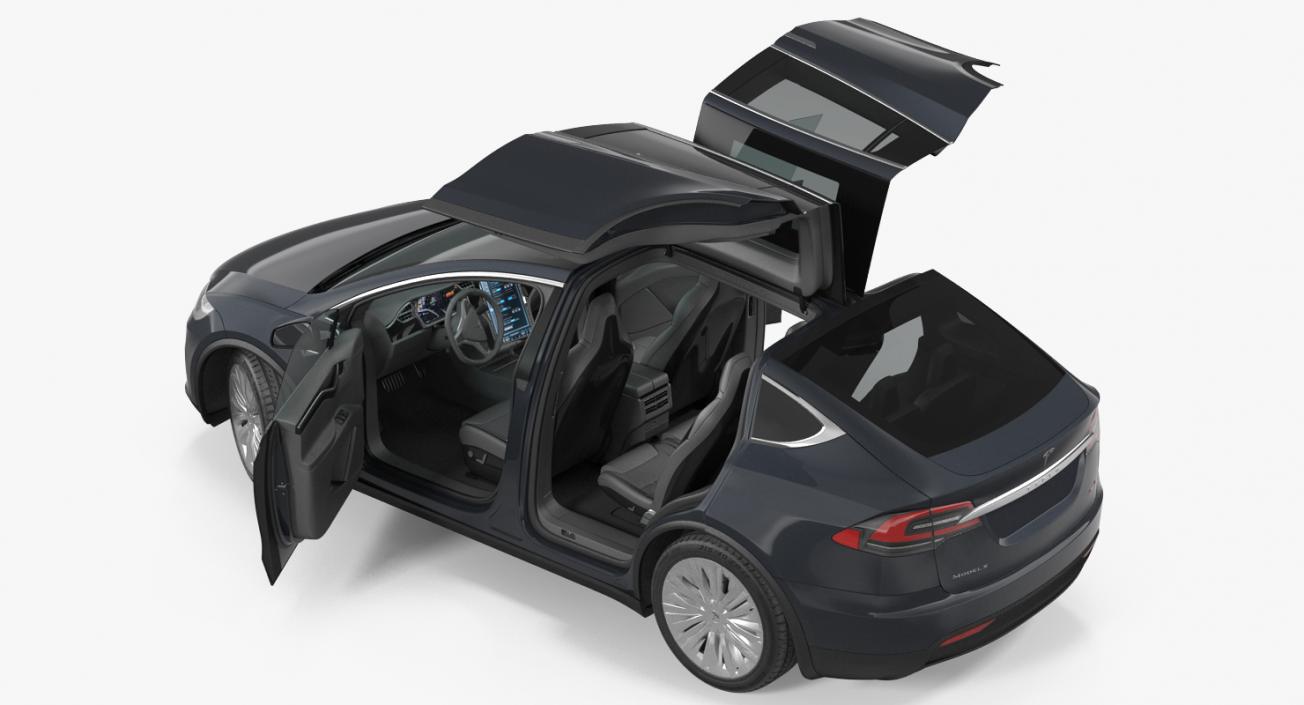 Tesla Model X 60D 2017 Rigged 3D model