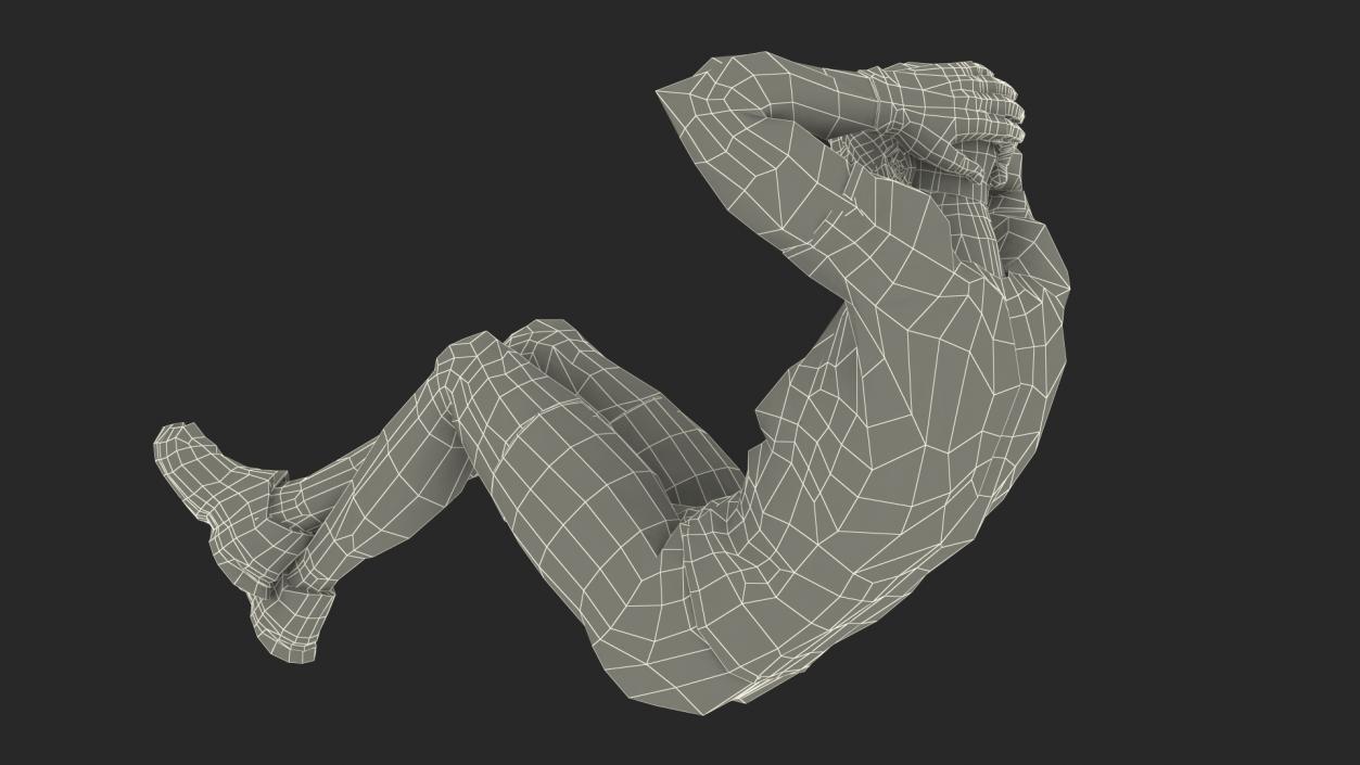 3D model Fitness Trainer Doing Crunches