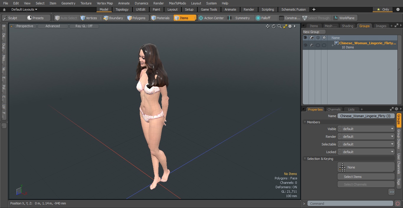 Chinese Woman Lingerie Flirty 3D model