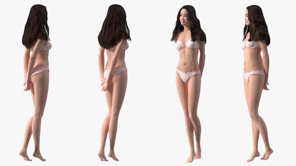 Chinese Woman Lingerie Flirty 3D model