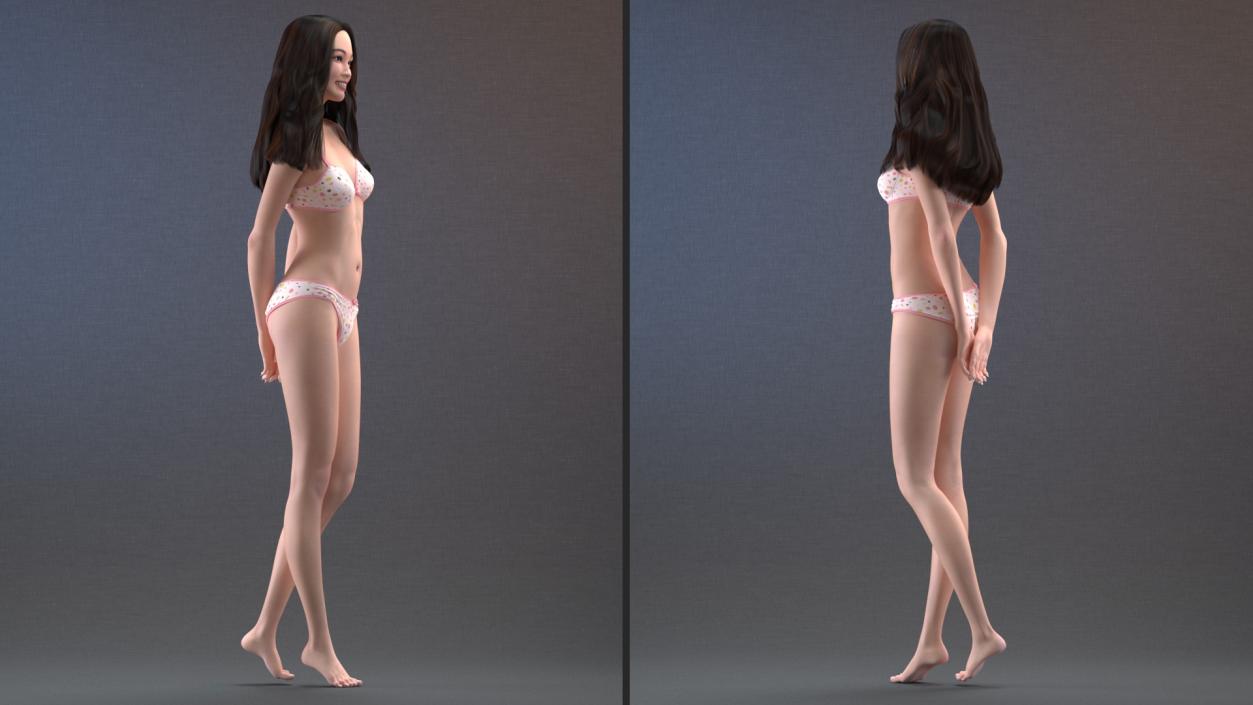 Chinese Woman Lingerie Flirty 3D model