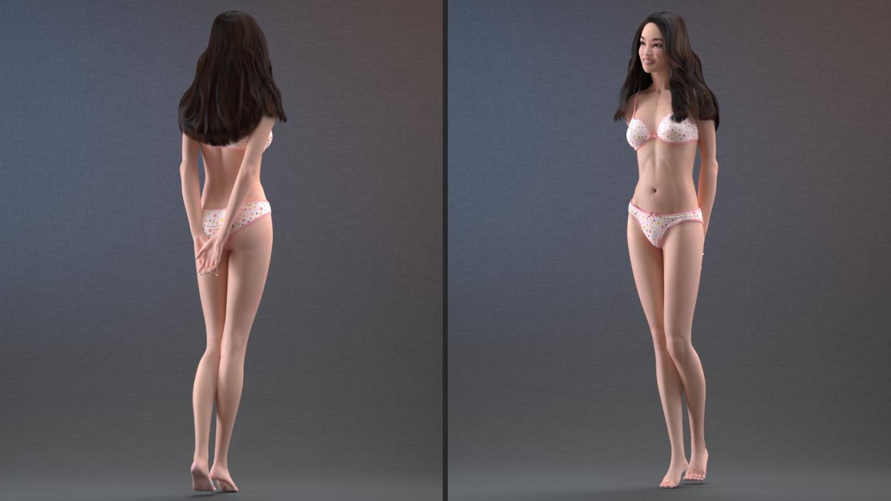 Chinese Woman Lingerie Flirty 3D model