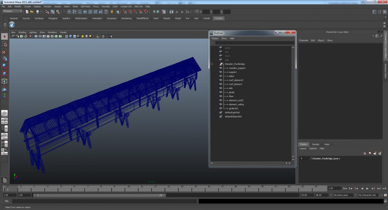 Wooden Footbridge 3D