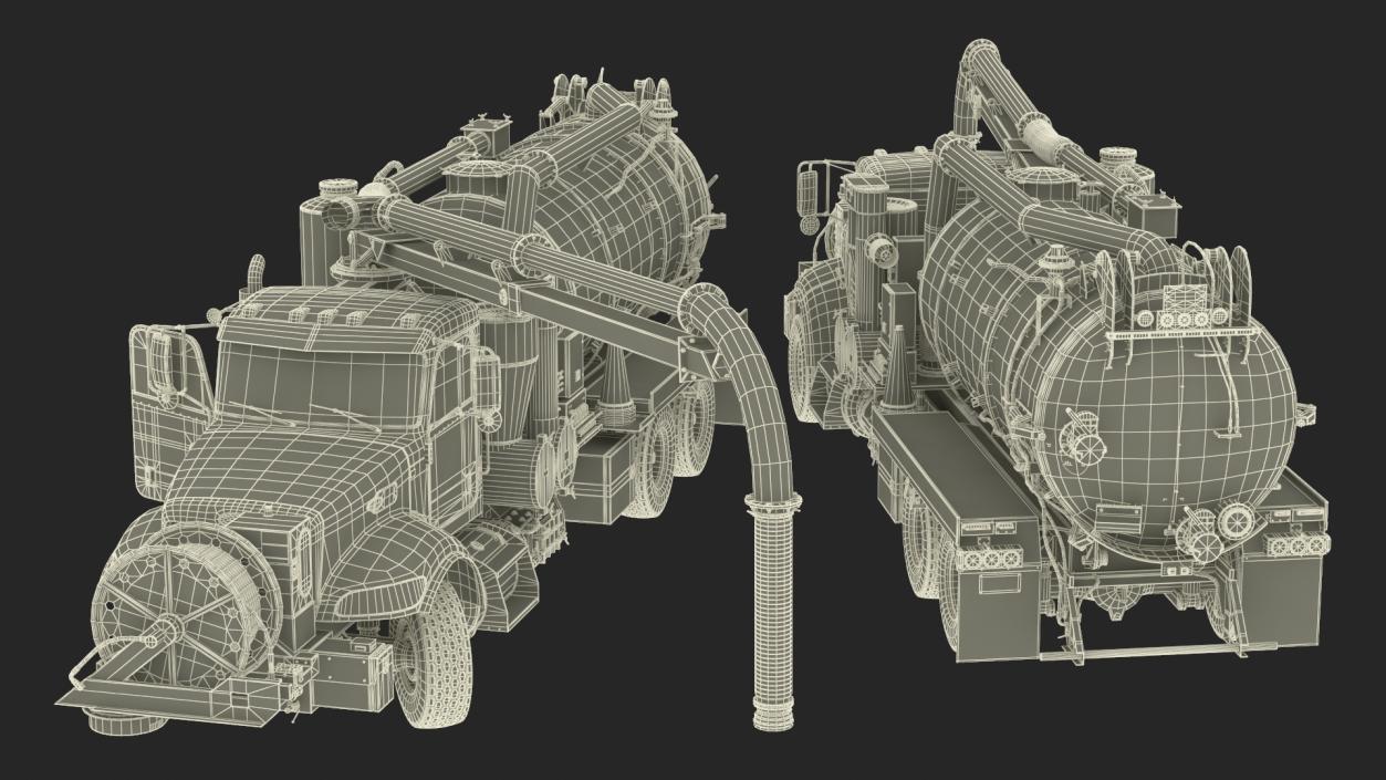 Peterbilt Sewer Cleaner Hydro Excavation Rigged 3D