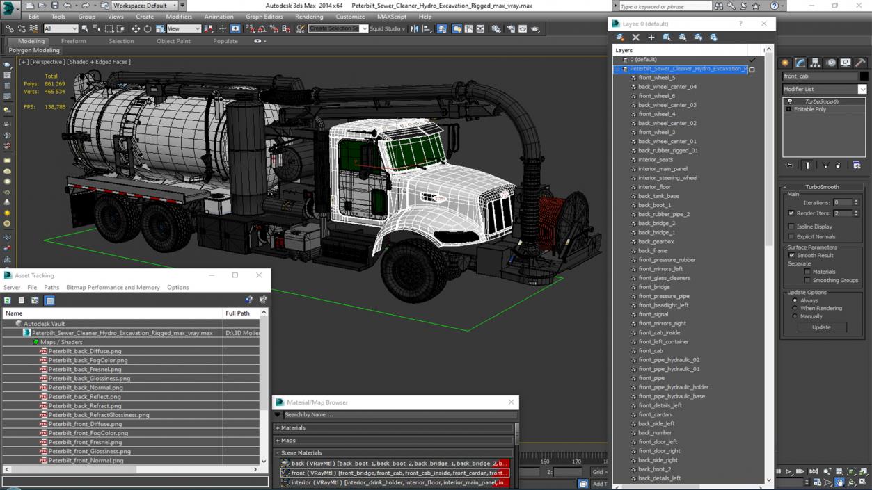 Peterbilt Sewer Cleaner Hydro Excavation Rigged 3D