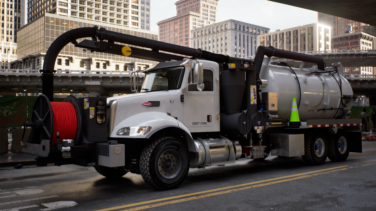 Peterbilt Sewer Cleaner Hydro Excavation Rigged 3D