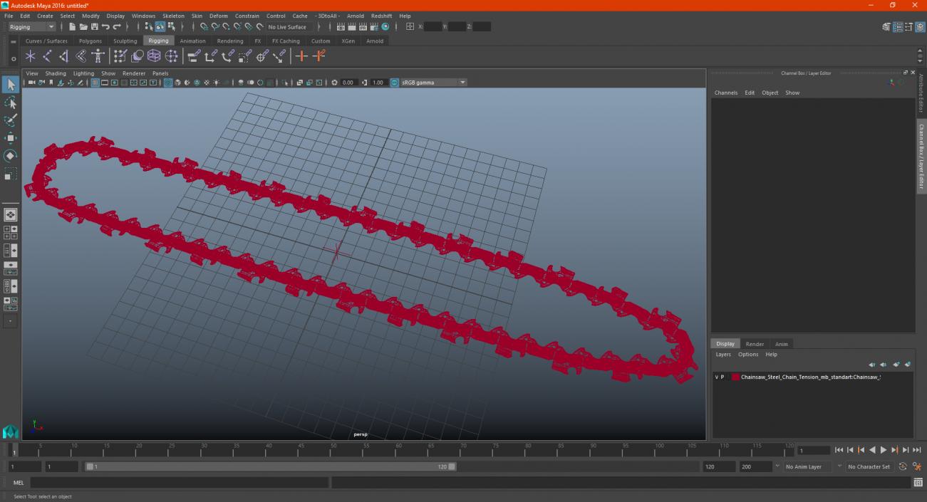 3D Chainsaw Steel Chain Tension model