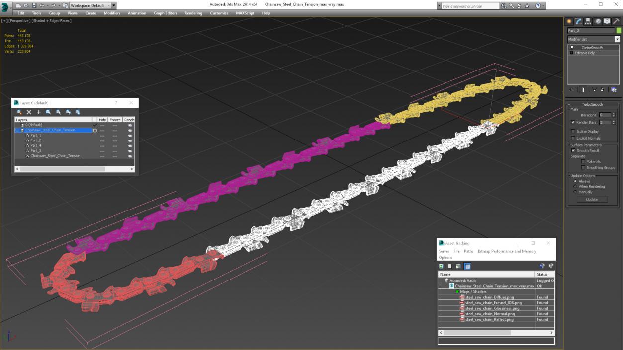 3D Chainsaw Steel Chain Tension model