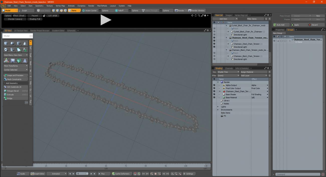 3D Chainsaw Steel Chain Tension model