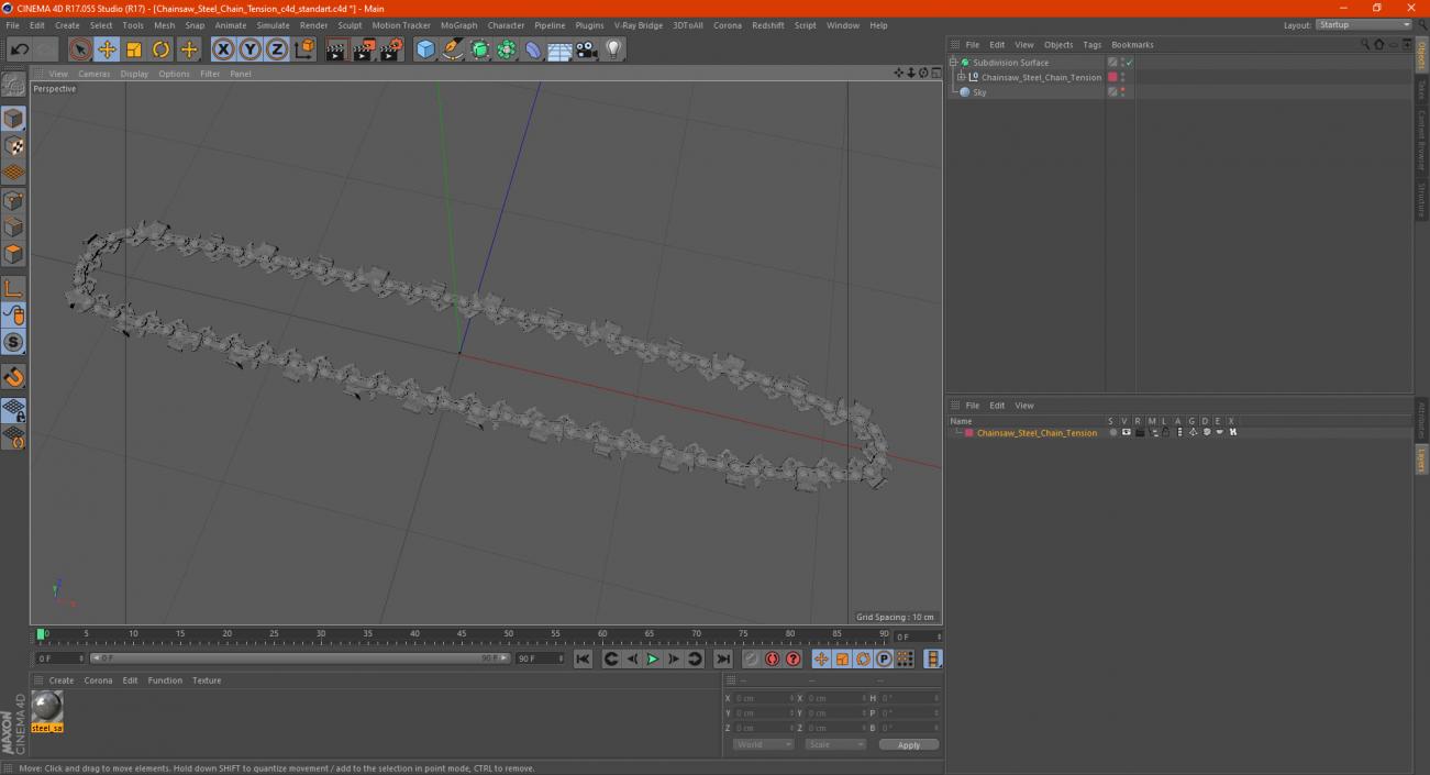 3D Chainsaw Steel Chain Tension model