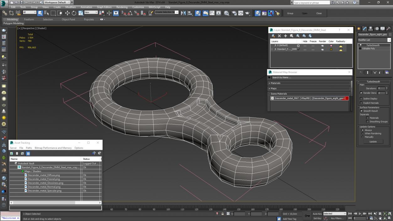 Standart Figure 8 Descender DMM Steel 3D