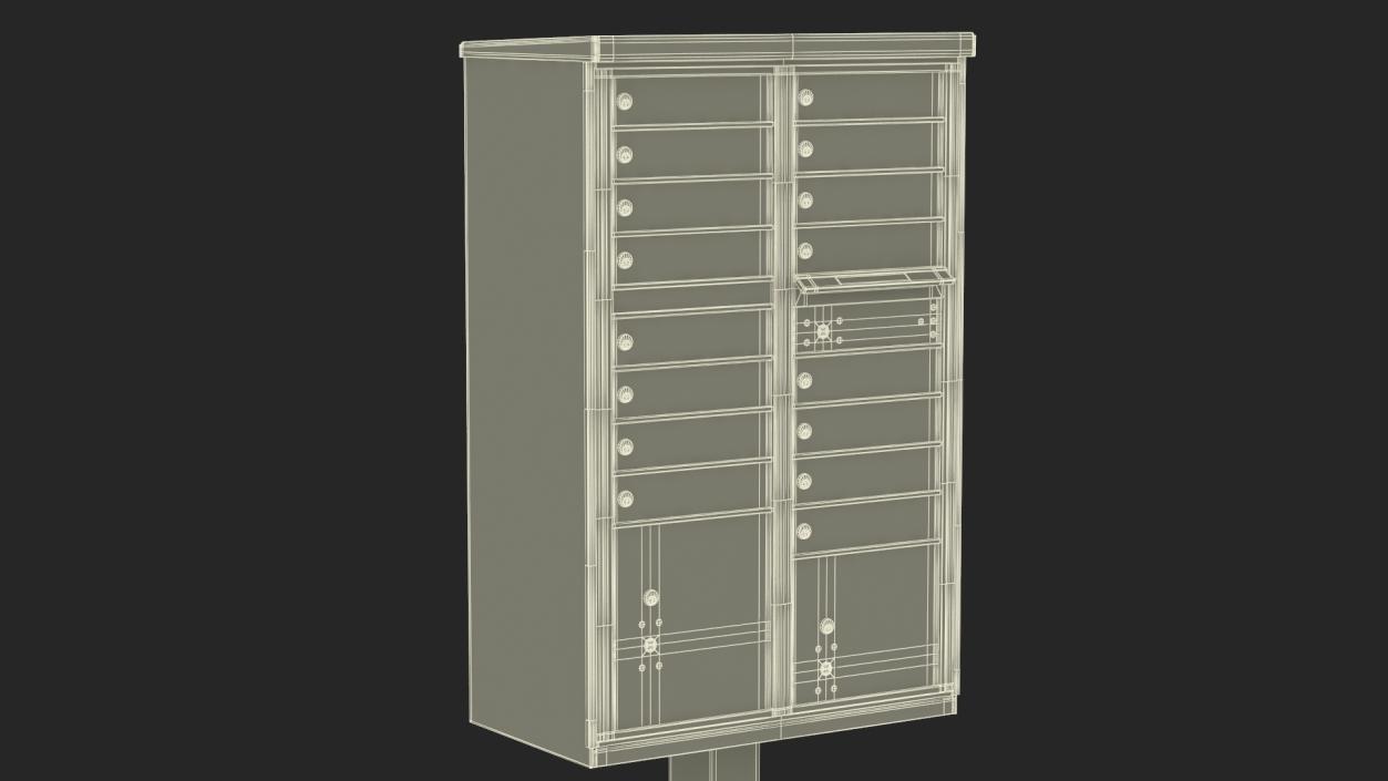 3D Black Sixteen Door Parcel Cluster Mailbox