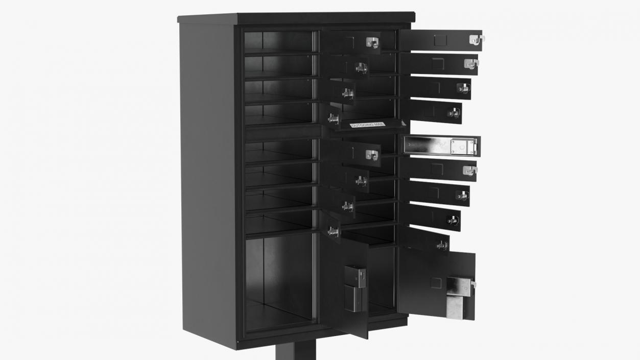 3D Black Sixteen Door Parcel Cluster Mailbox