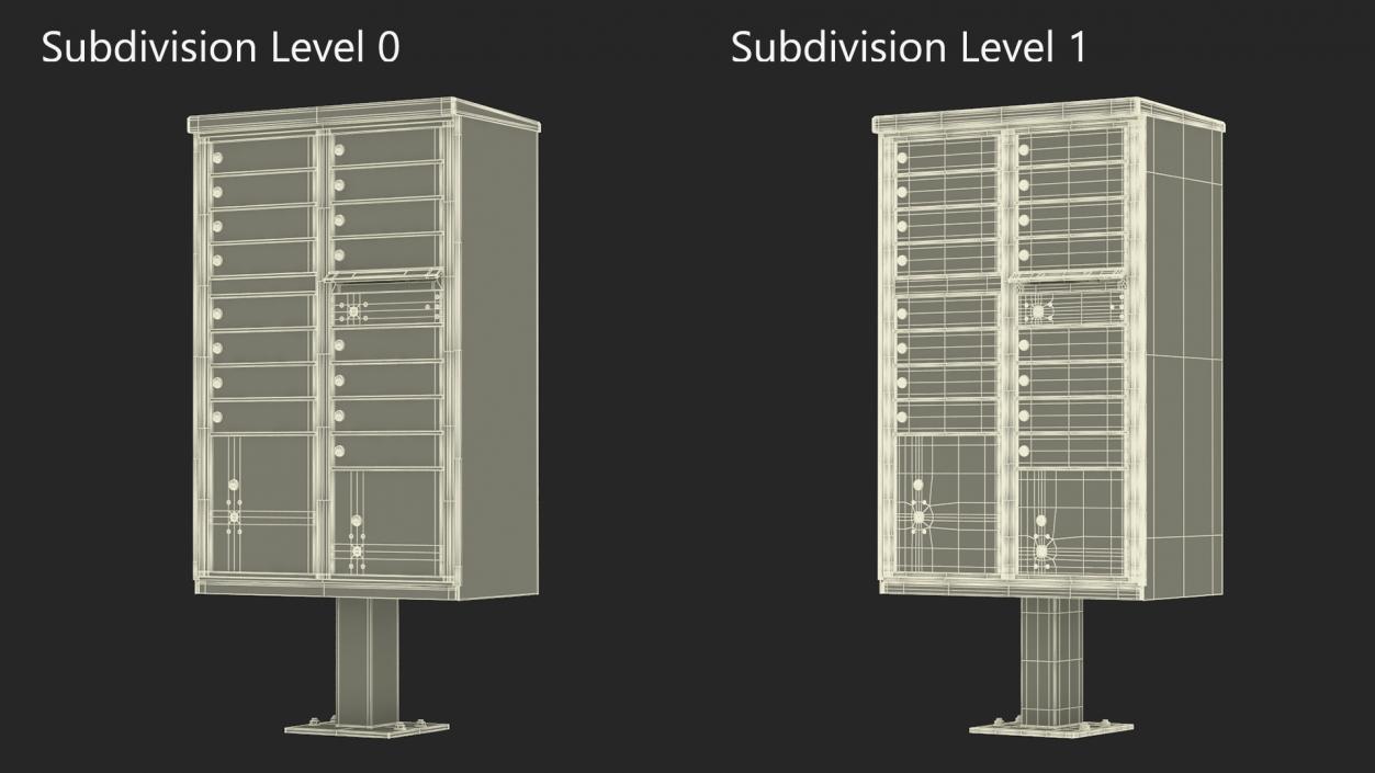 3D Black Sixteen Door Parcel Cluster Mailbox