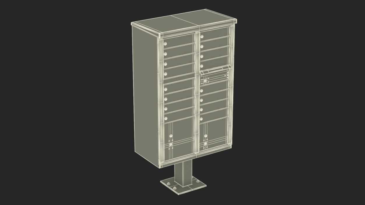 3D Black Sixteen Door Parcel Cluster Mailbox