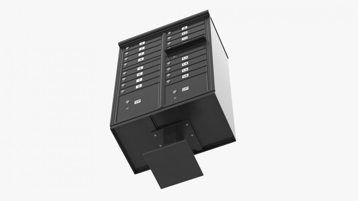 3D Black Sixteen Door Parcel Cluster Mailbox