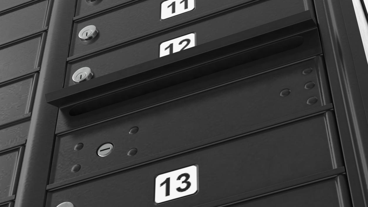 3D Black Sixteen Door Parcel Cluster Mailbox