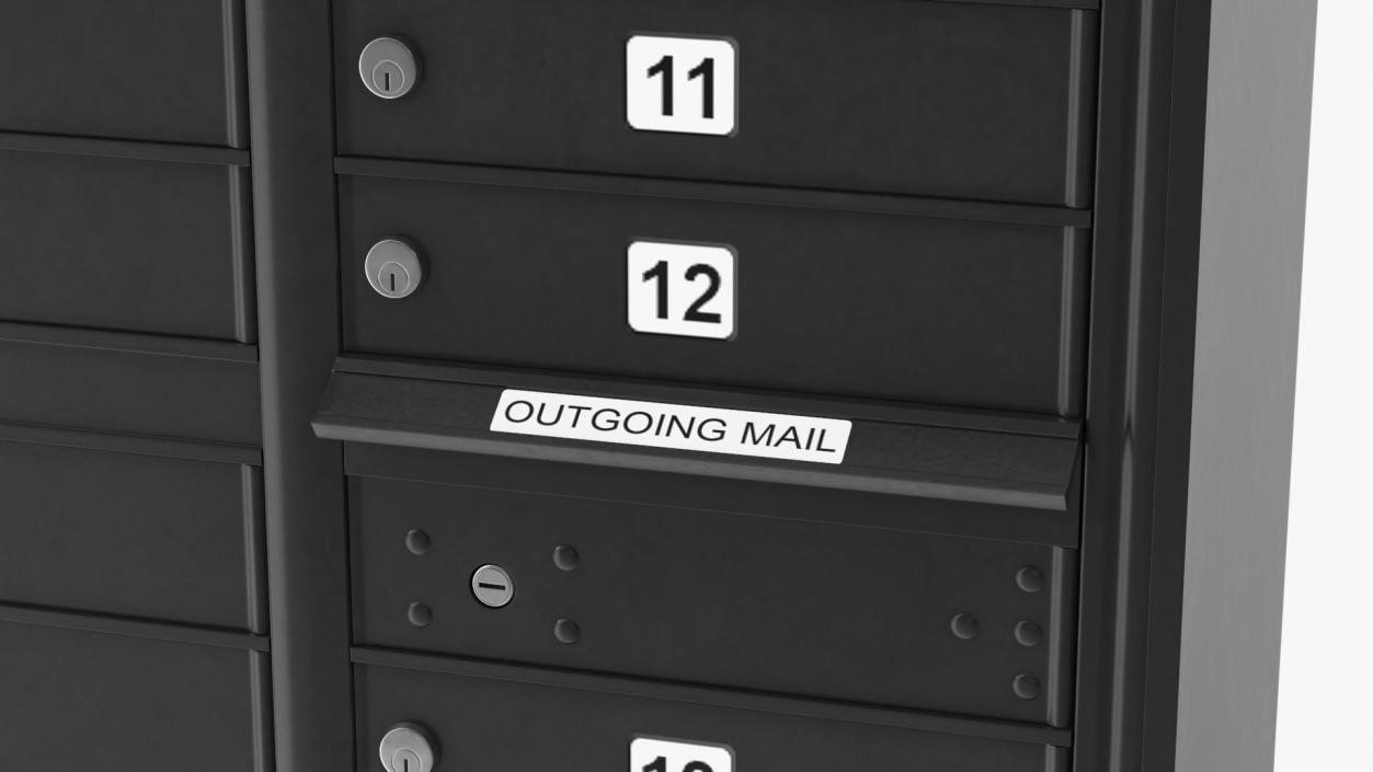 3D Black Sixteen Door Parcel Cluster Mailbox