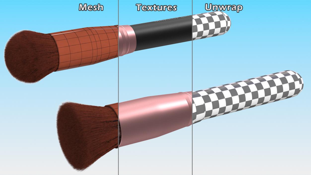 Round and Face Flat Brush Fur 3D model