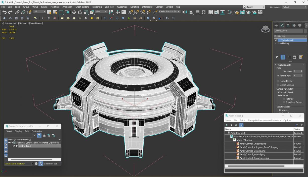 Futuristic Control Panel for Planet Exploration 3D