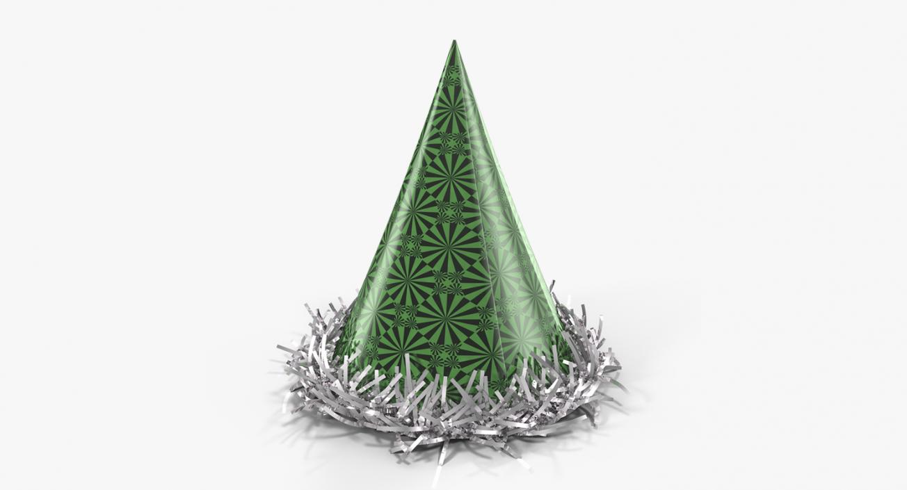 3D Fringed Foil Party Hat with Fur