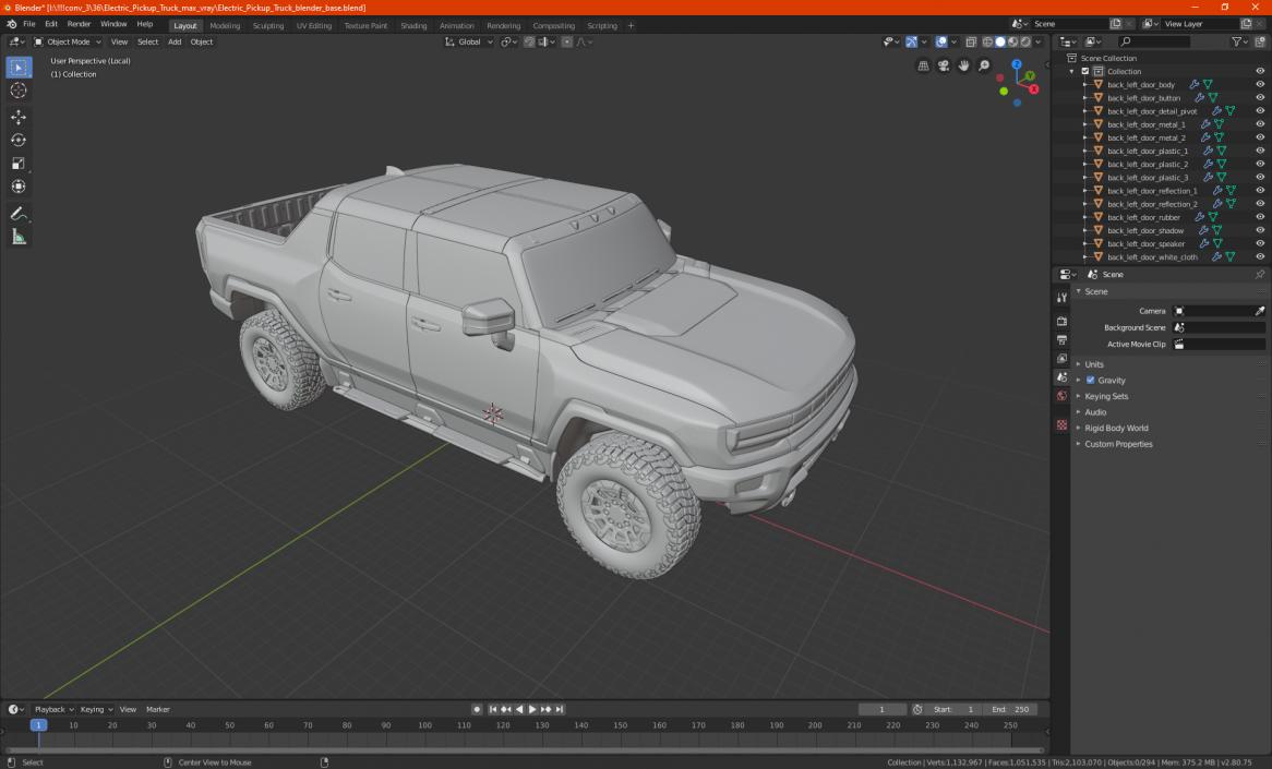 3D Electric Pickup Truck 2 model