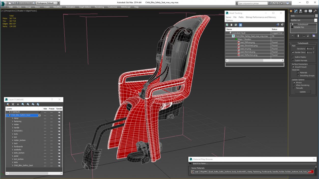 Child Bike Safety Seat 3D