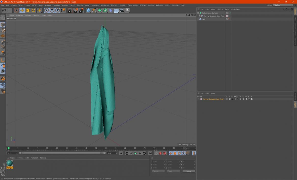 Green Hanging Lab Coat 3D